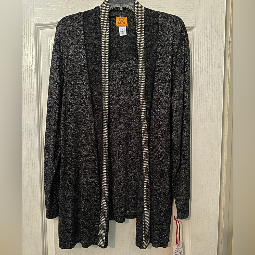 Ruby Rd. Gold and black special occasions knit top 1X